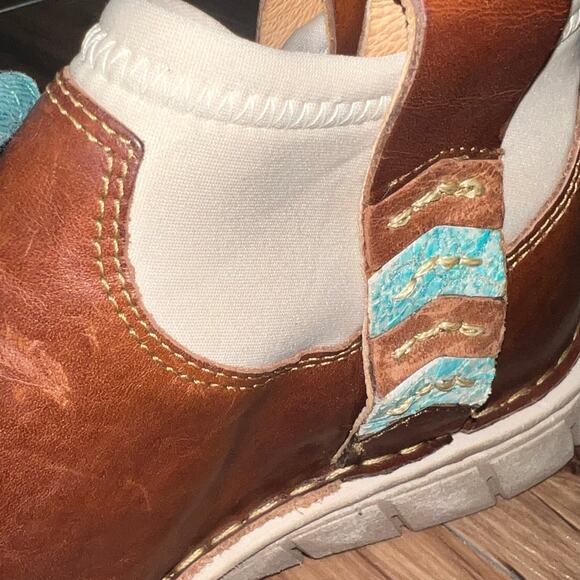 Tony Lama Brown Leather Slip-On Western Chelsea Boots Women’s Size 8 - Picture 15 of 15